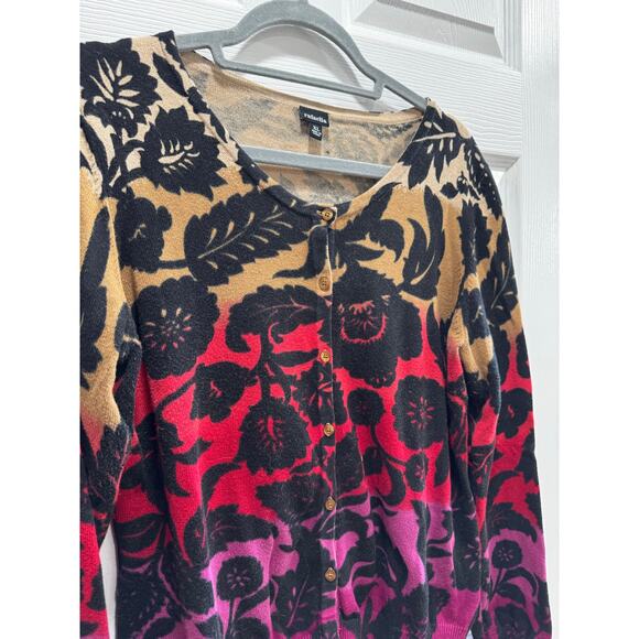 Rafaella Colorful Paisley Button Cardigan Cotton Sweater XL Beautiful! Holiday - Picture 3 of 4